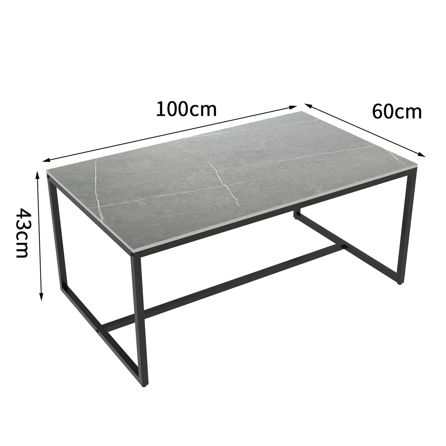 Modern Marble Metal Frame Open Rectangle Coffee Accent Table - Homevalley.co.uk
