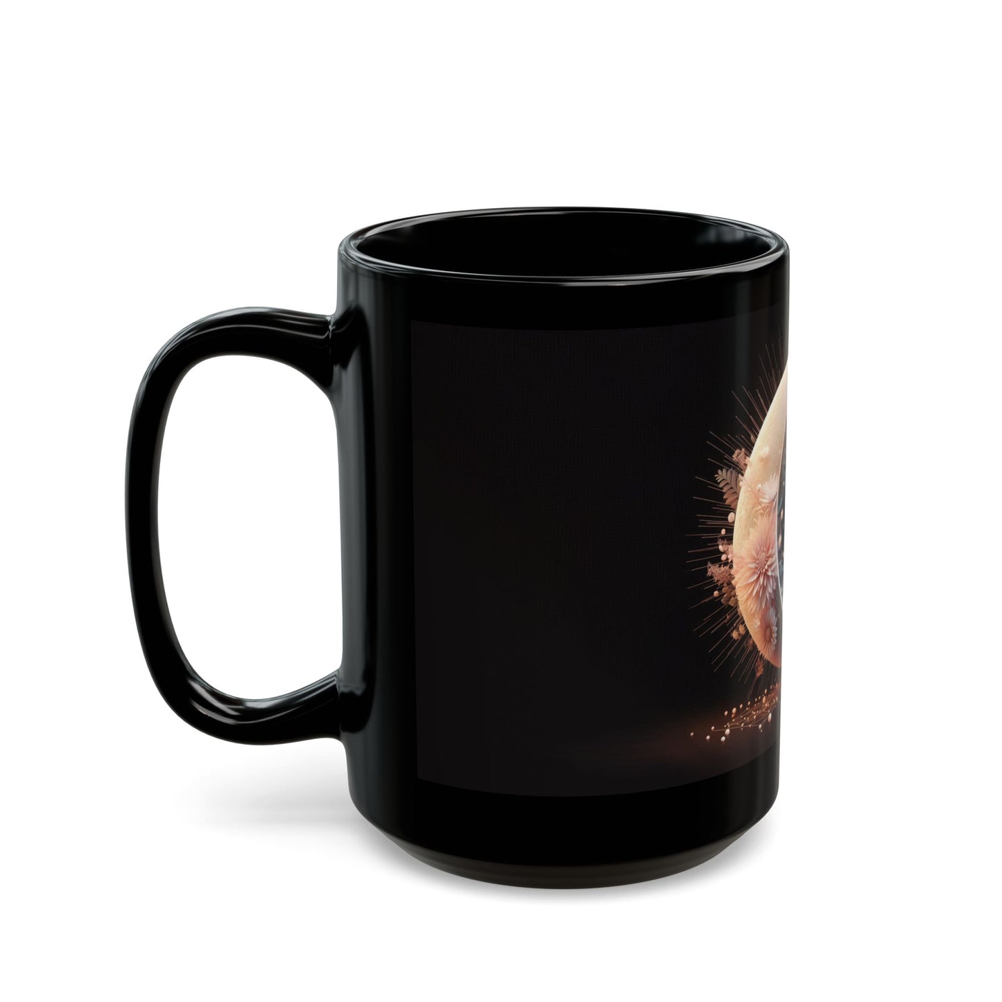Moon and Flowers Black Coffee Mug,Tea Cup, Floral Mug, Gift for Her, Mother's Day, Gift Idea, (11oz, 15oz) - Homevalley.co.uk