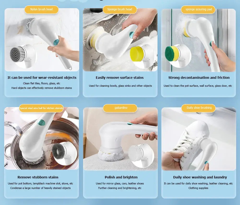 Multifunctional USB Rechargeable Electric Rotary Cleaning Brush - Homevalley.co.uk