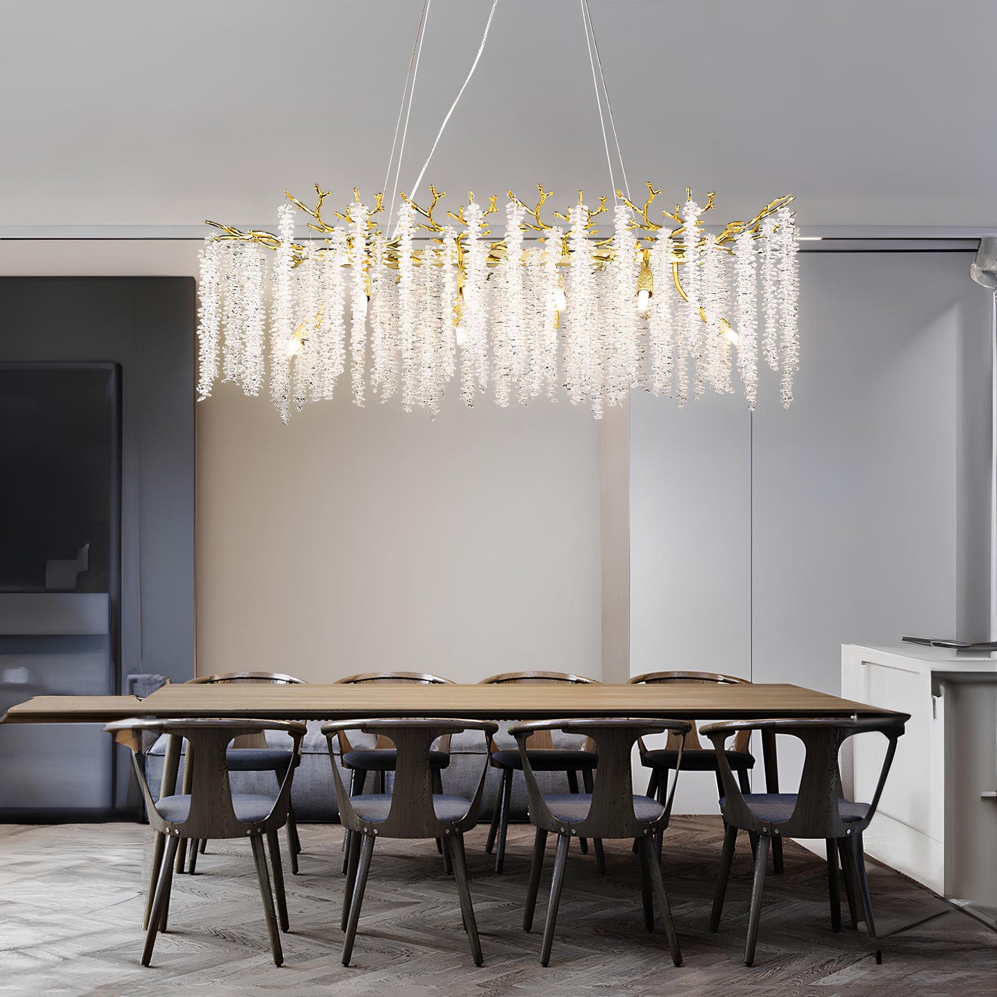 Crystal Chandelier Raindrop Hanging Pendant Lighting Fixture - Homevalley.co.uk
