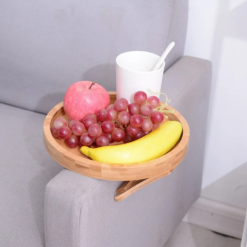 Natural Bamboo Armrest Clip-On Sofa Tray - Homevalley.co.uk