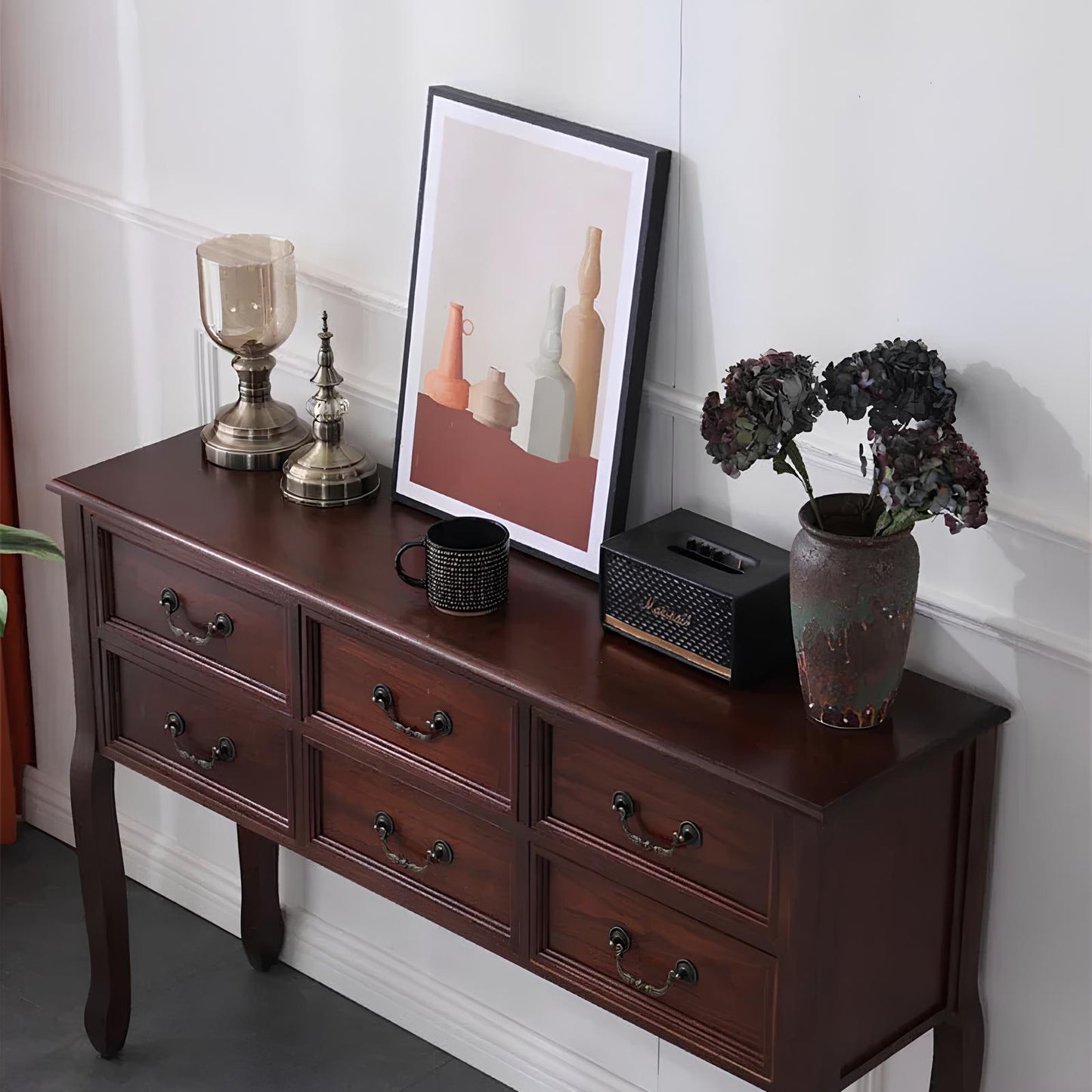Nordic Solid Wood Console Table with Drawers - Homevalley.co.uk