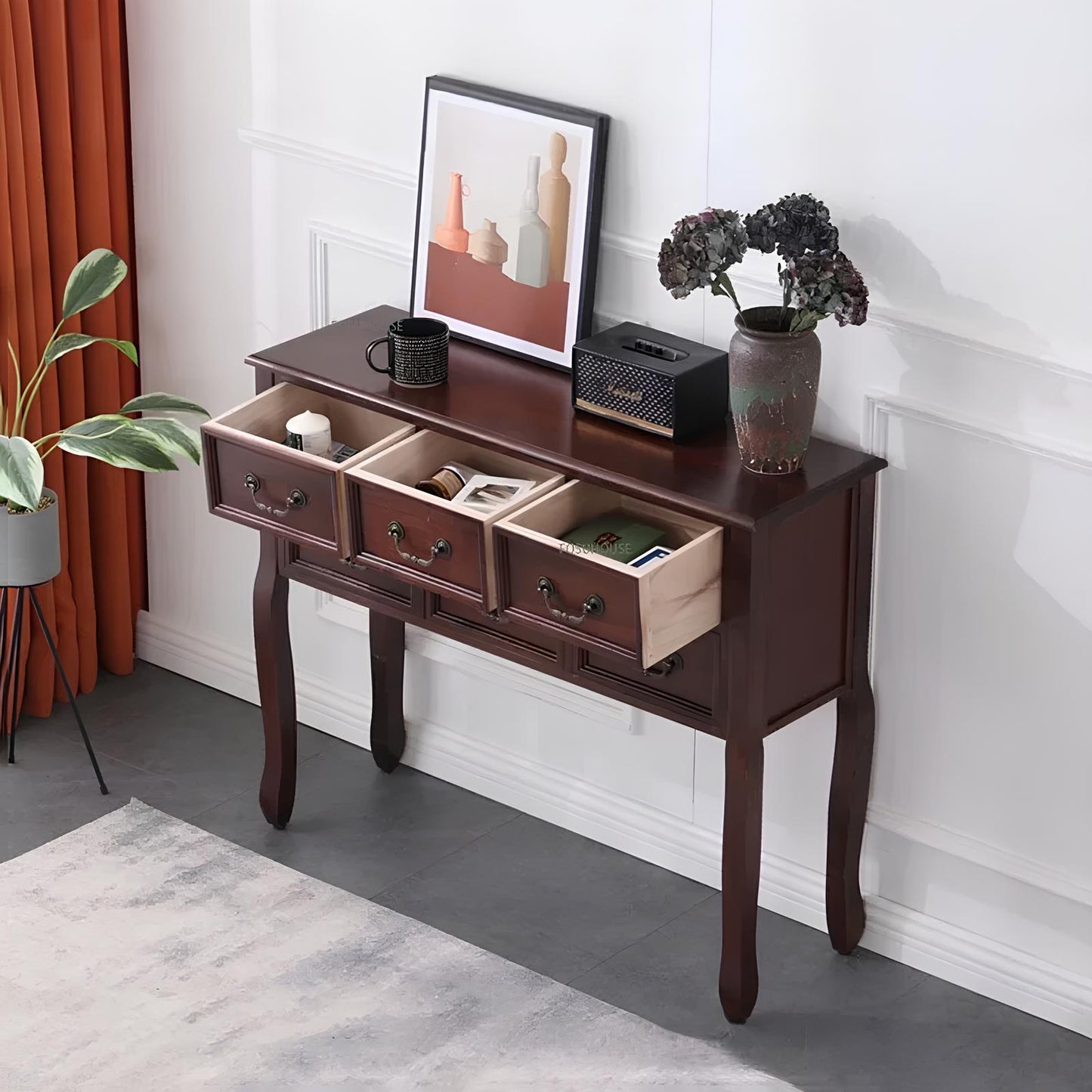 Nordic Solid Wood Console Table with Drawers - Homevalley.co.uk