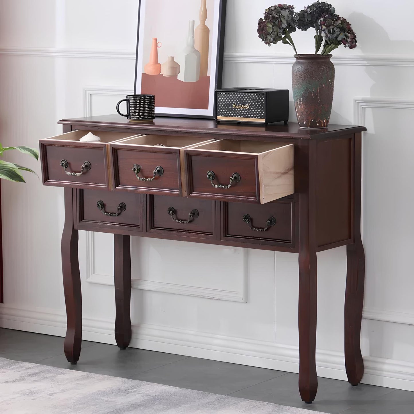 Nordic Solid Wood Console Table with Drawers - Homevalley.co.uk