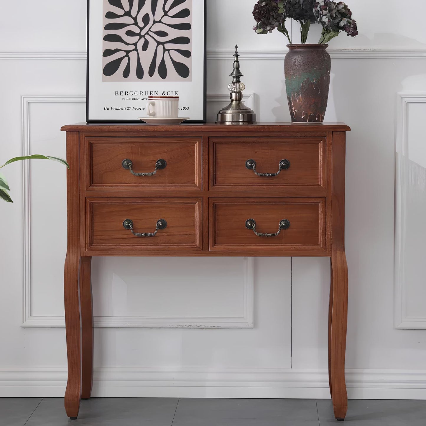Nordic Solid Wood Console Table with Drawers - Homevalley.co.uk