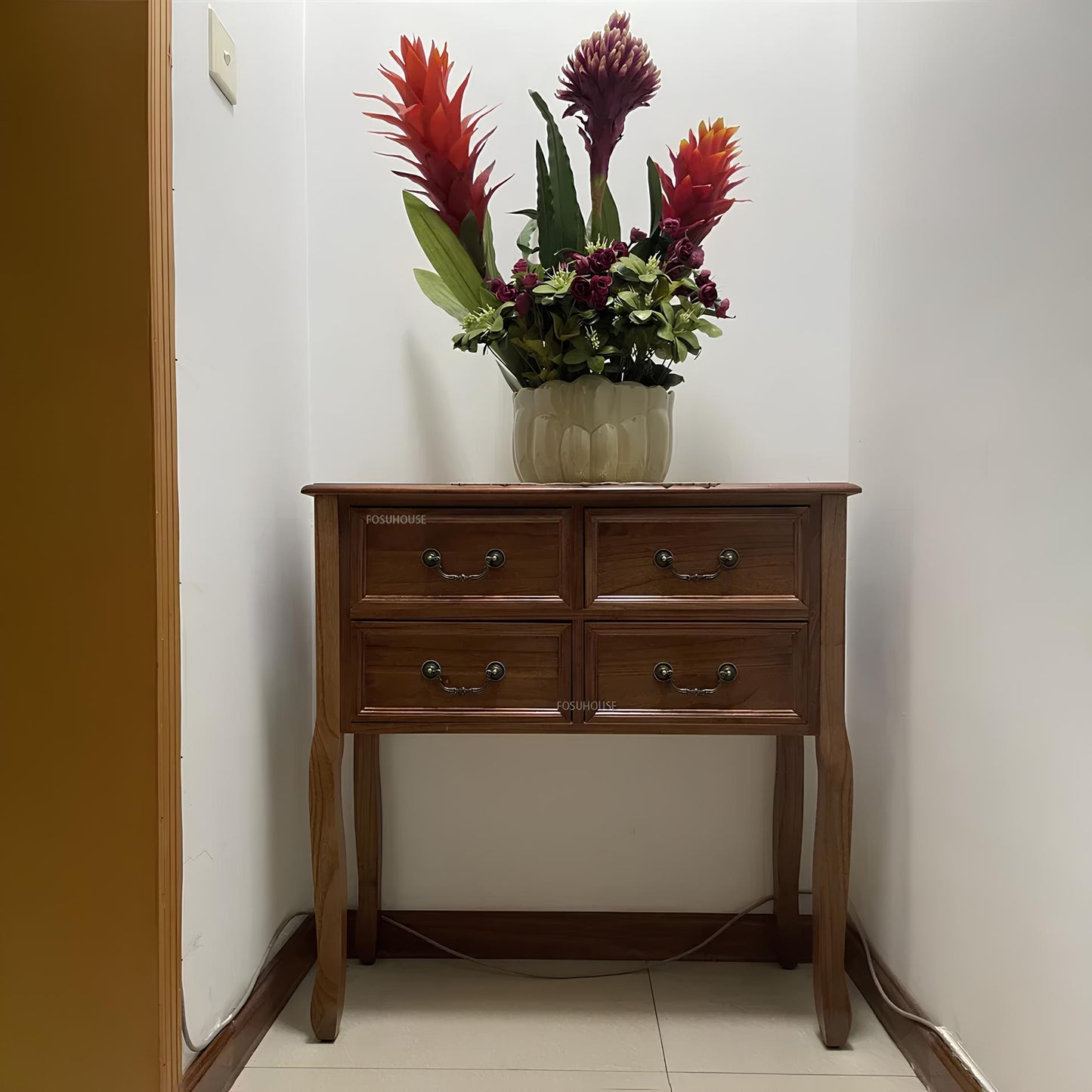 Nordic Solid Wood Console Table with Drawers - Homevalley.co.uk