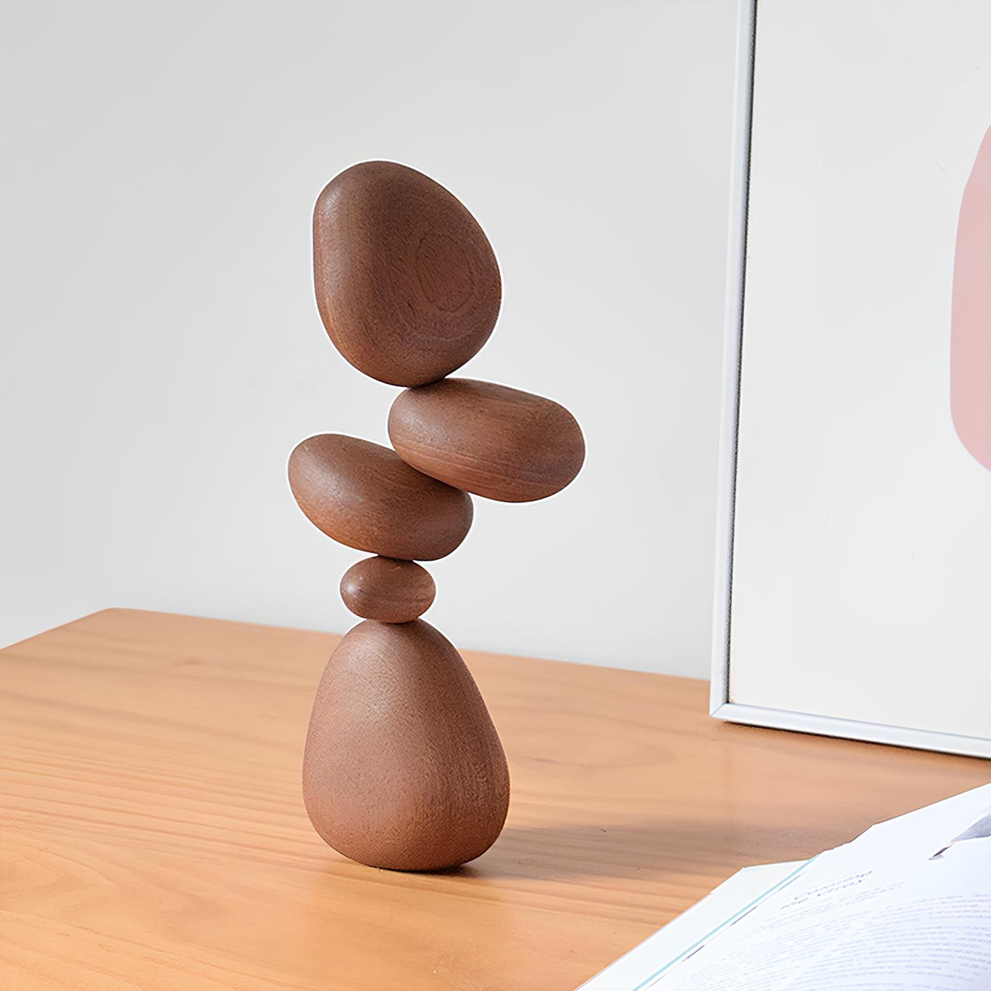 Nordic Style Solid Wood Stone Shape Ornament - Homevalley.co.uk