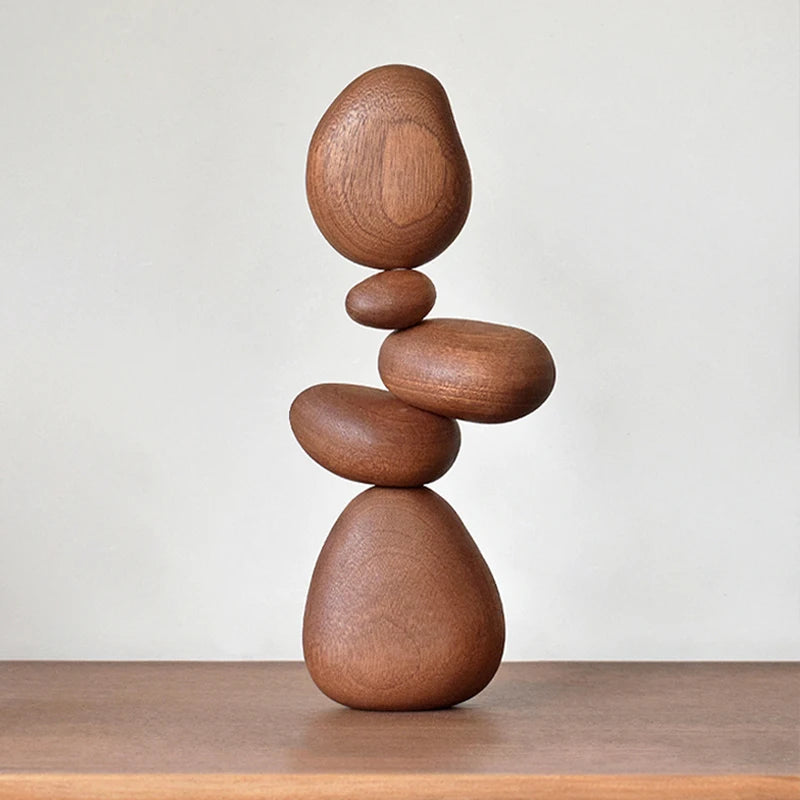 Nordic Style Solid Wood Stone Shape Ornament - Homevalley.co.uk