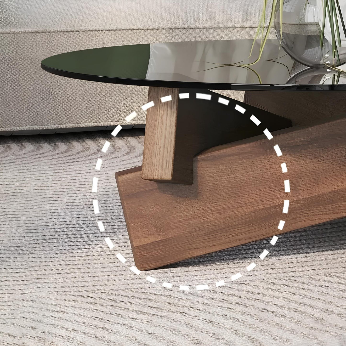 Nordic Transparent Glass Solid Wood Round Coffee Table - Homevalley.co.uk