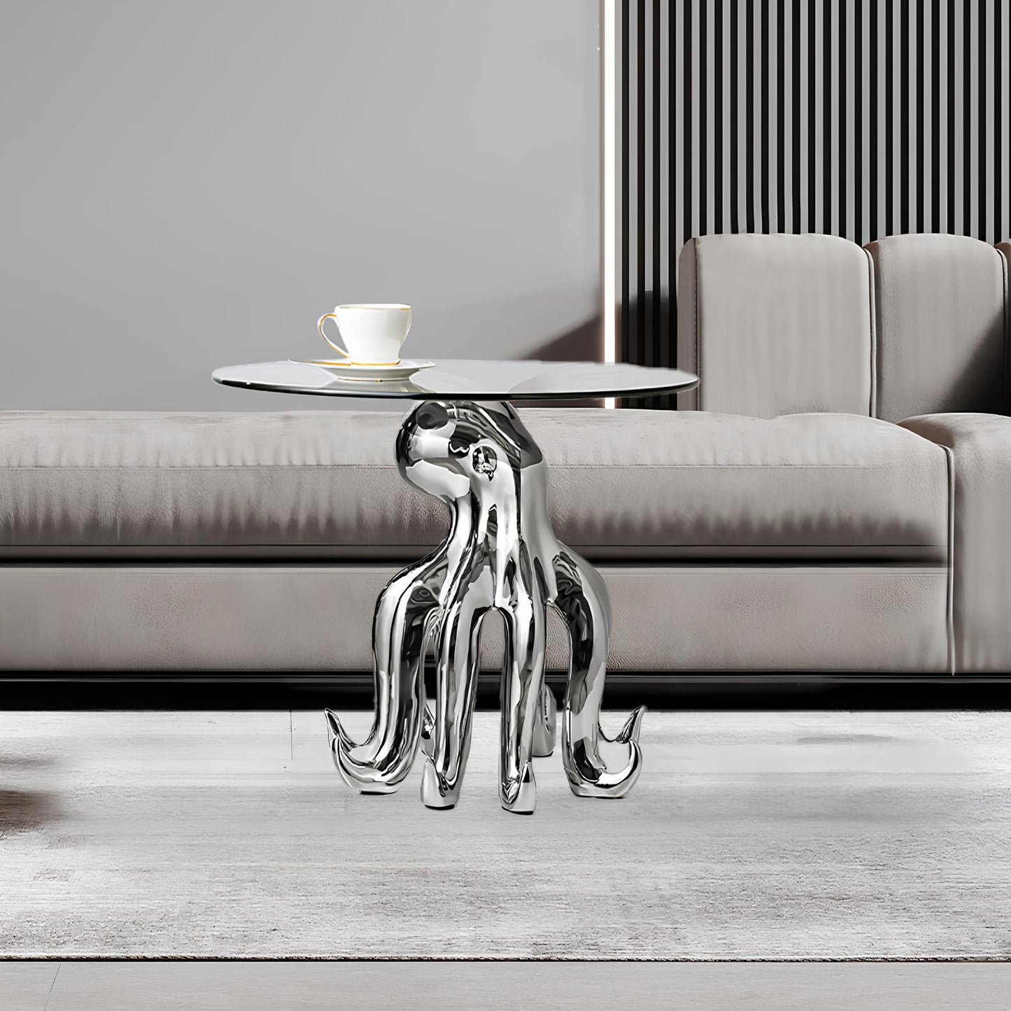 Octopus Stand Glass Round Coffee Table - Homevalley.co.uk