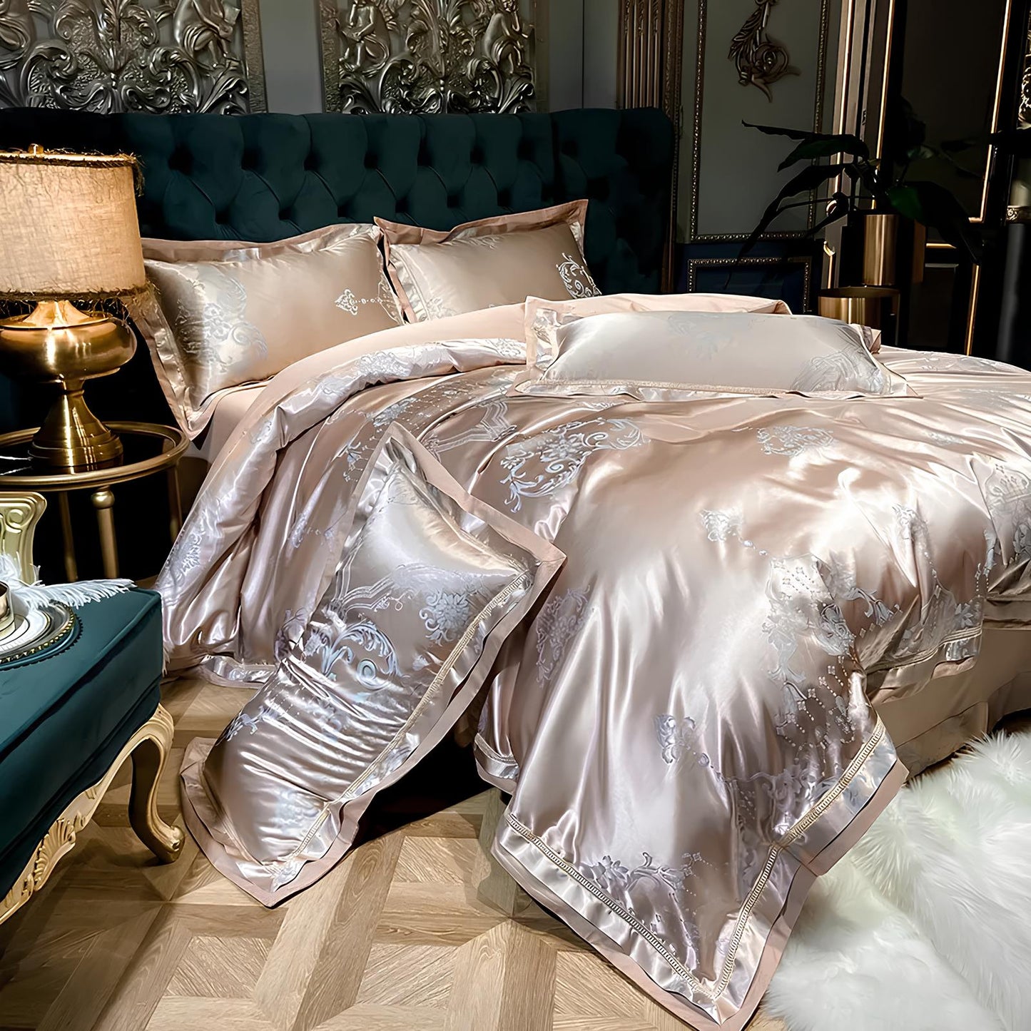 Premium Mocha Jacquard Duvet Set - Homevalley.co.uk
