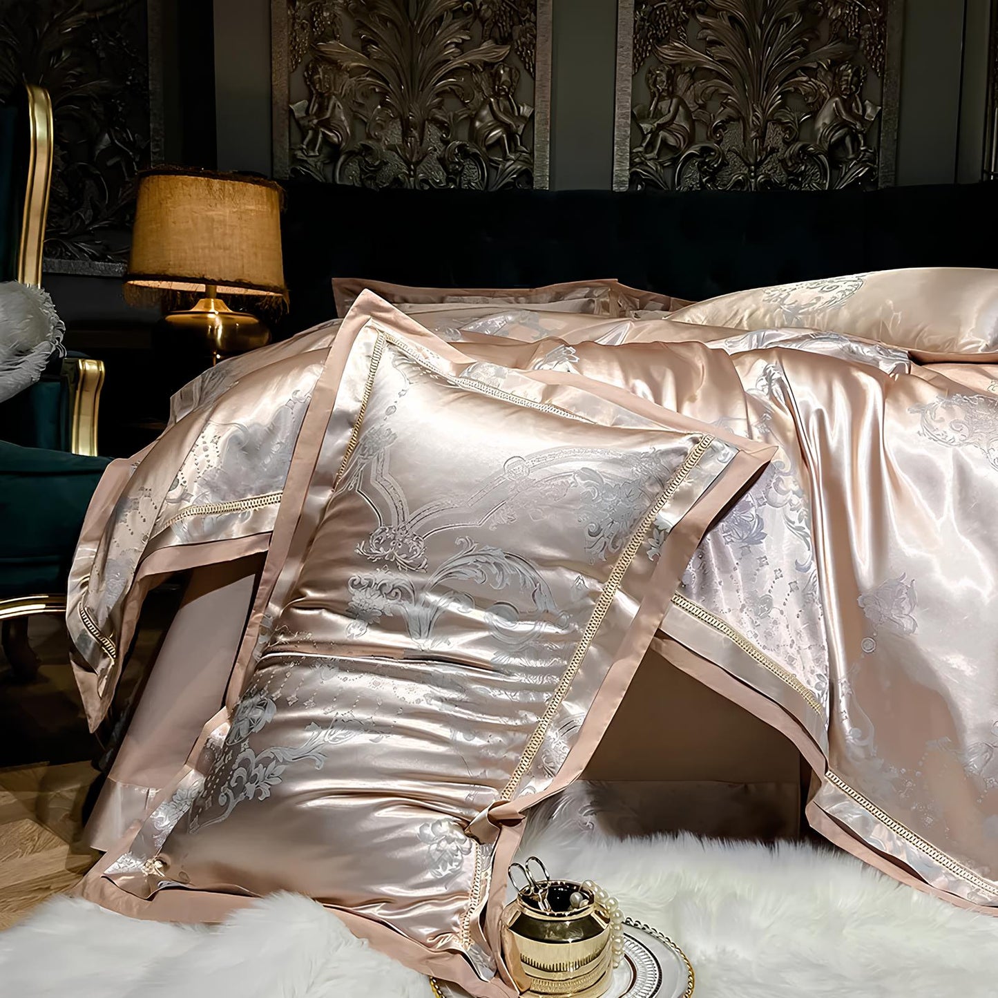 Premium Mocha Jacquard Duvet Set - Homevalley.co.uk