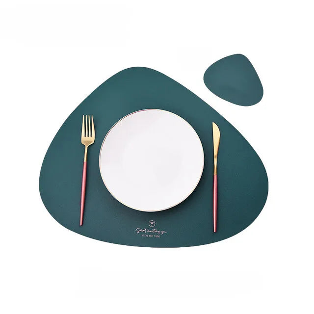 PU Leather Waterproof Non-Slip Placemat for Table Place Mat + Coaster - Homevalley.co.uk