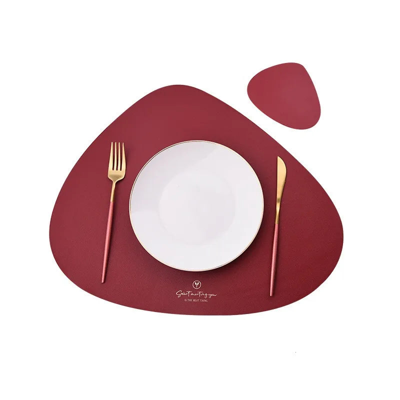 PU Leather Waterproof Non-Slip Placemat for Table Place Mat + Coaster - Homevalley.co.uk