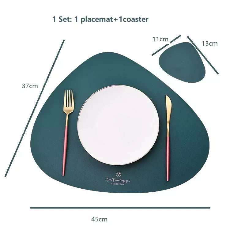 PU Leather Waterproof Non-Slip Placemat for Table Place Mat + Coaster - Homevalley.co.uk