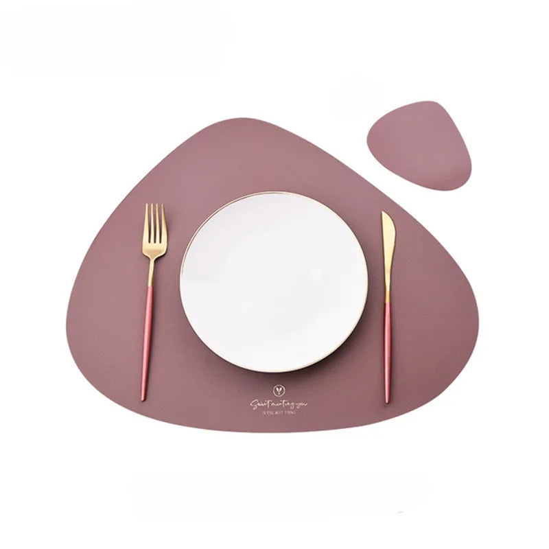 PU Leather Waterproof Non-Slip Placemat for Table Place Mat + Coaster - Homevalley.co.uk