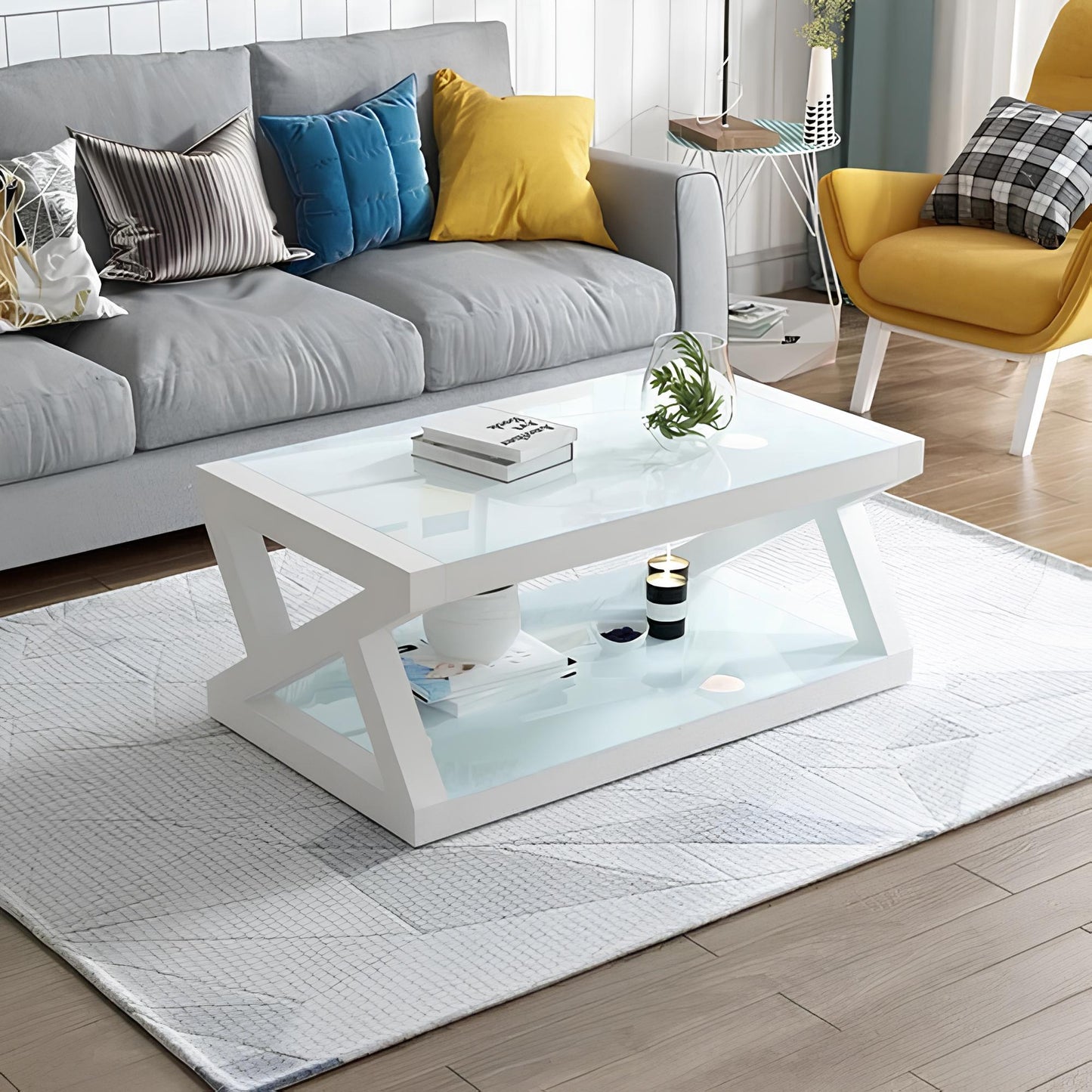 Rectangle Tempered Glass Japanese Style Coffee Table - Homevalley.co.uk