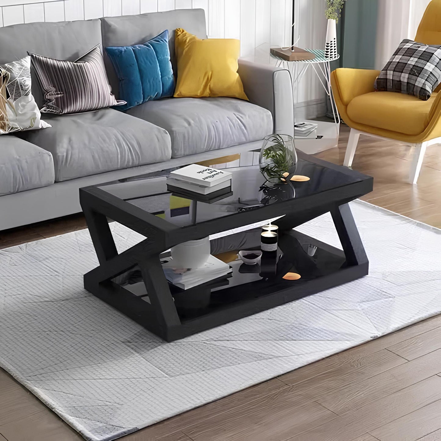Rectangle Tempered Glass Japanese Style Coffee Table - Homevalley.co.uk