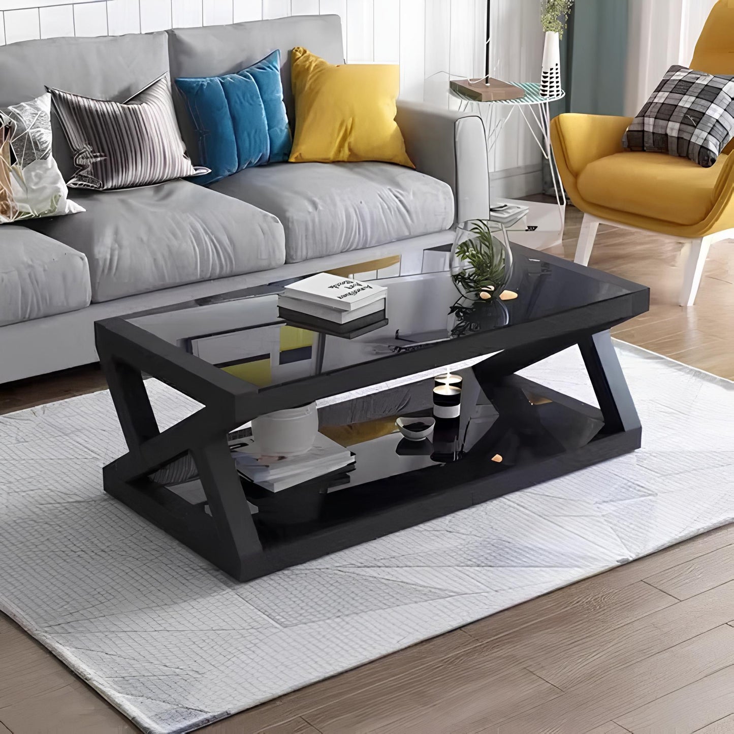 Rectangle Tempered Glass Japanese Style Coffee Table - Homevalley.co.uk
