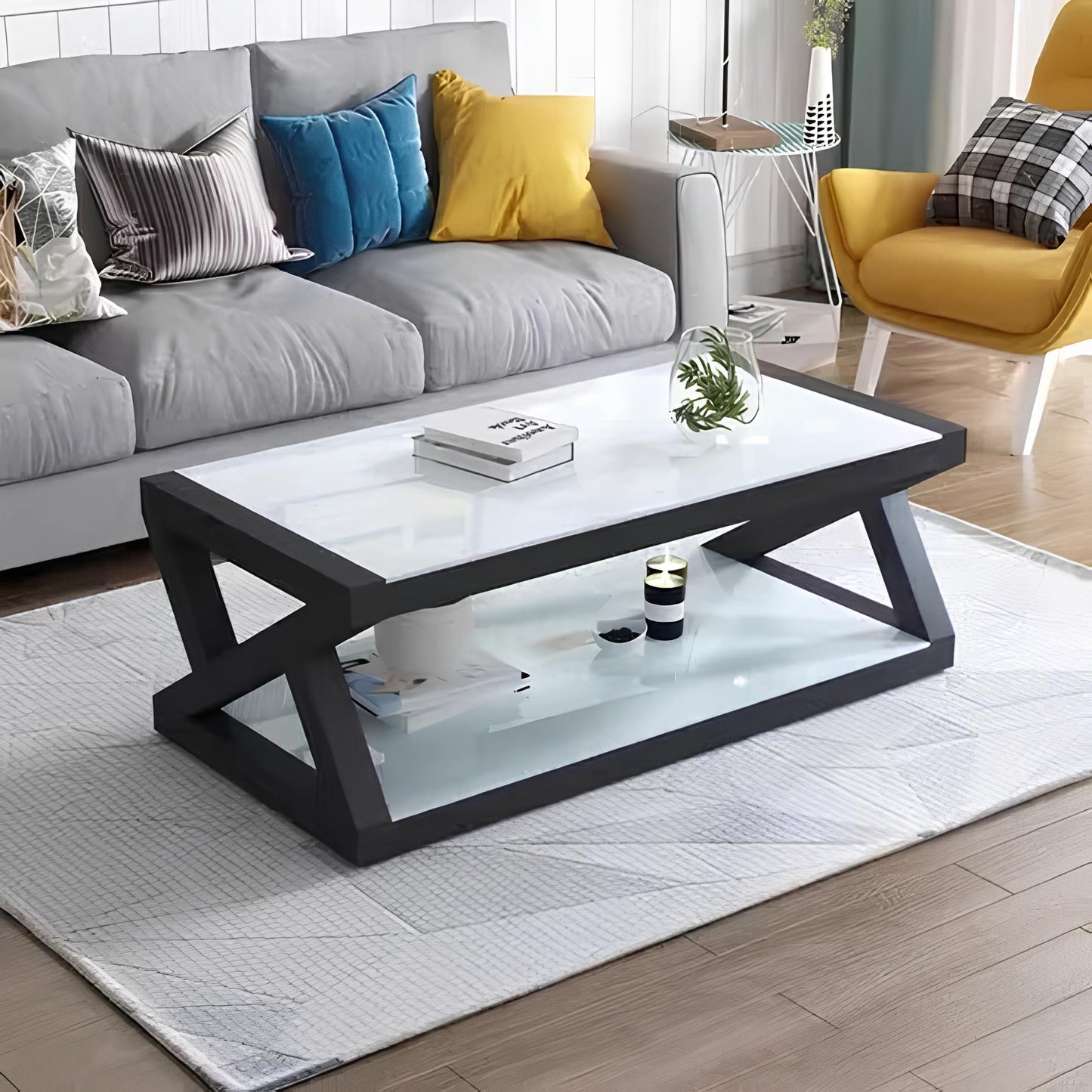 Rectangle Tempered Glass Japanese Style Coffee Table - Homevalley.co.uk