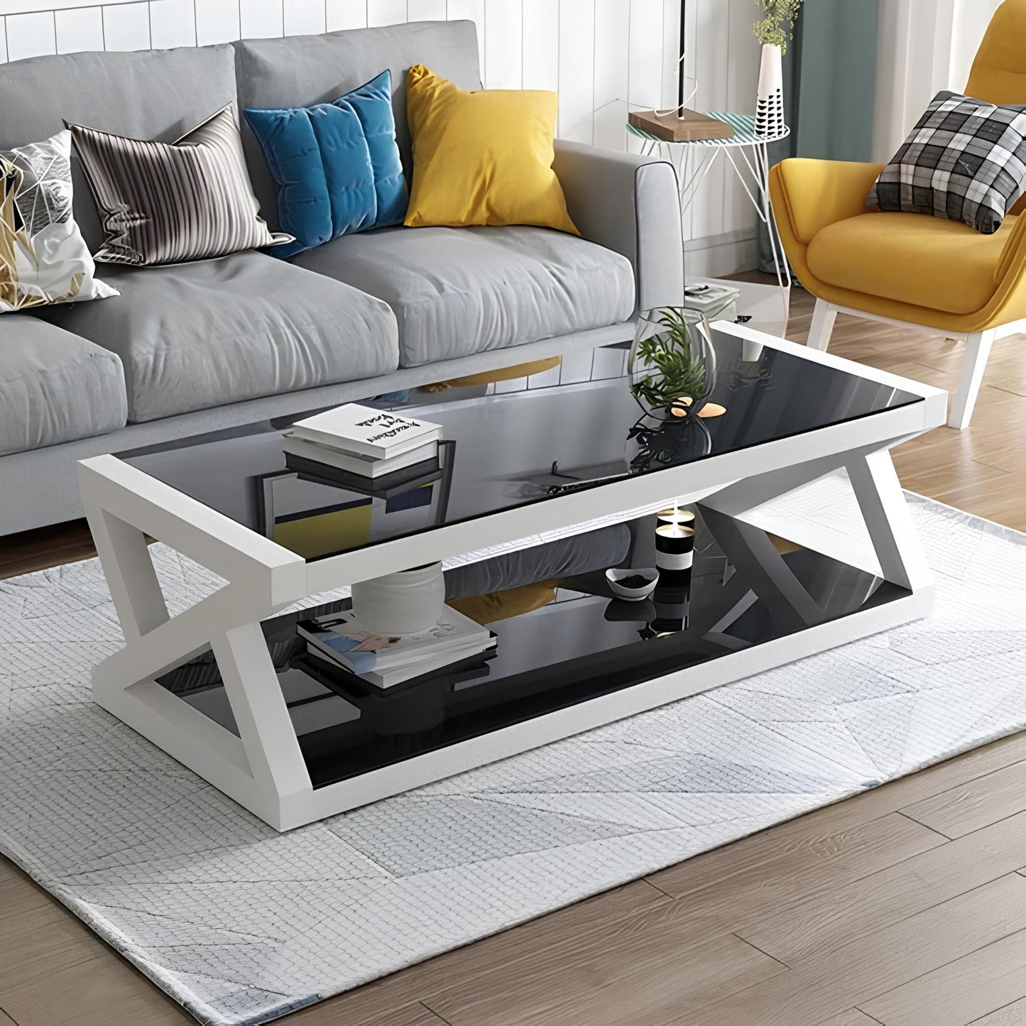 Rectangle Tempered Glass Japanese Style Coffee Table - Homevalley.co.uk