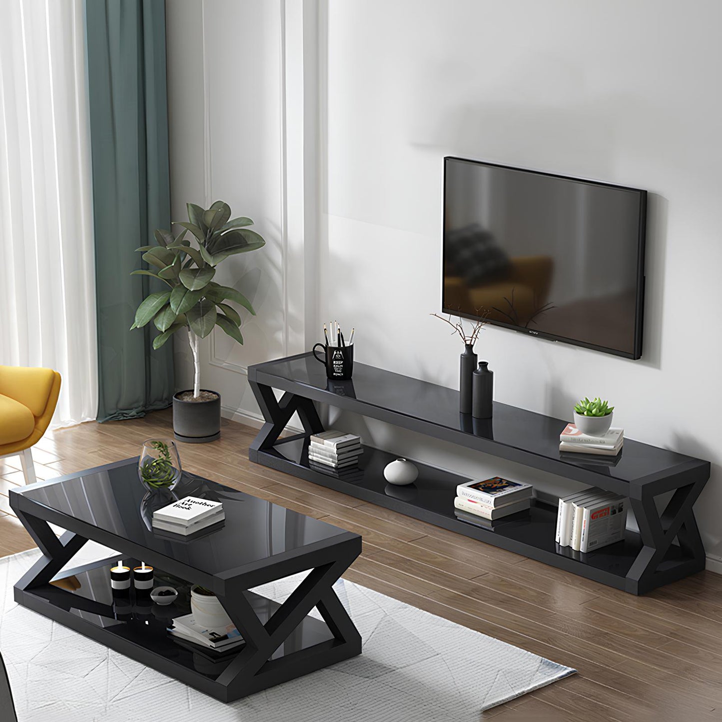 Rectangle Tempered Glass Japanese Style Coffee Table - Homevalley.co.uk