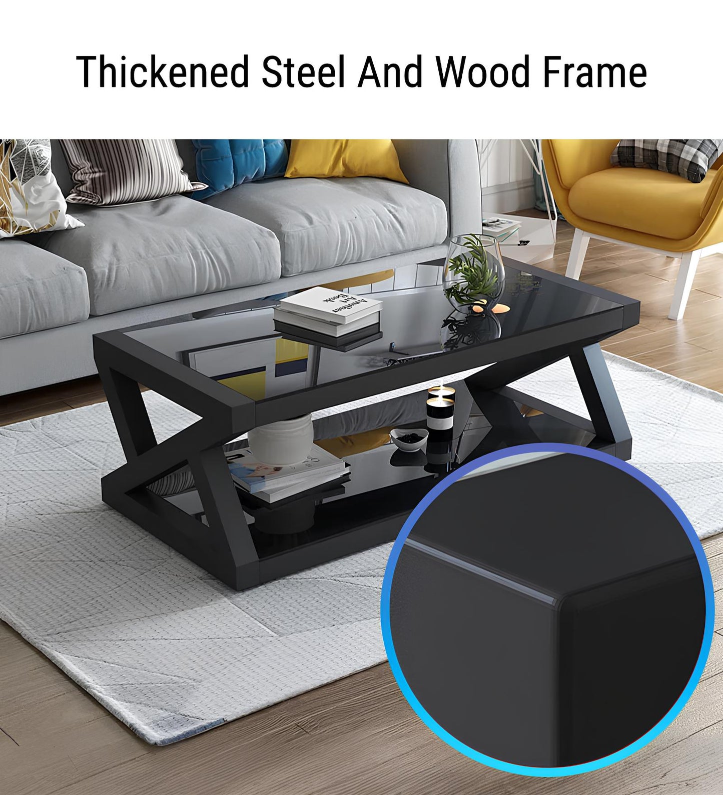 Rectangle Tempered Glass Japanese Style Coffee Table - Homevalley.co.uk