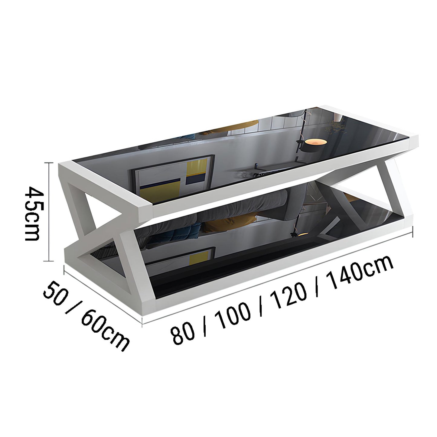 Rectangle Tempered Glass Japanese Style Coffee Table - Homevalley.co.uk