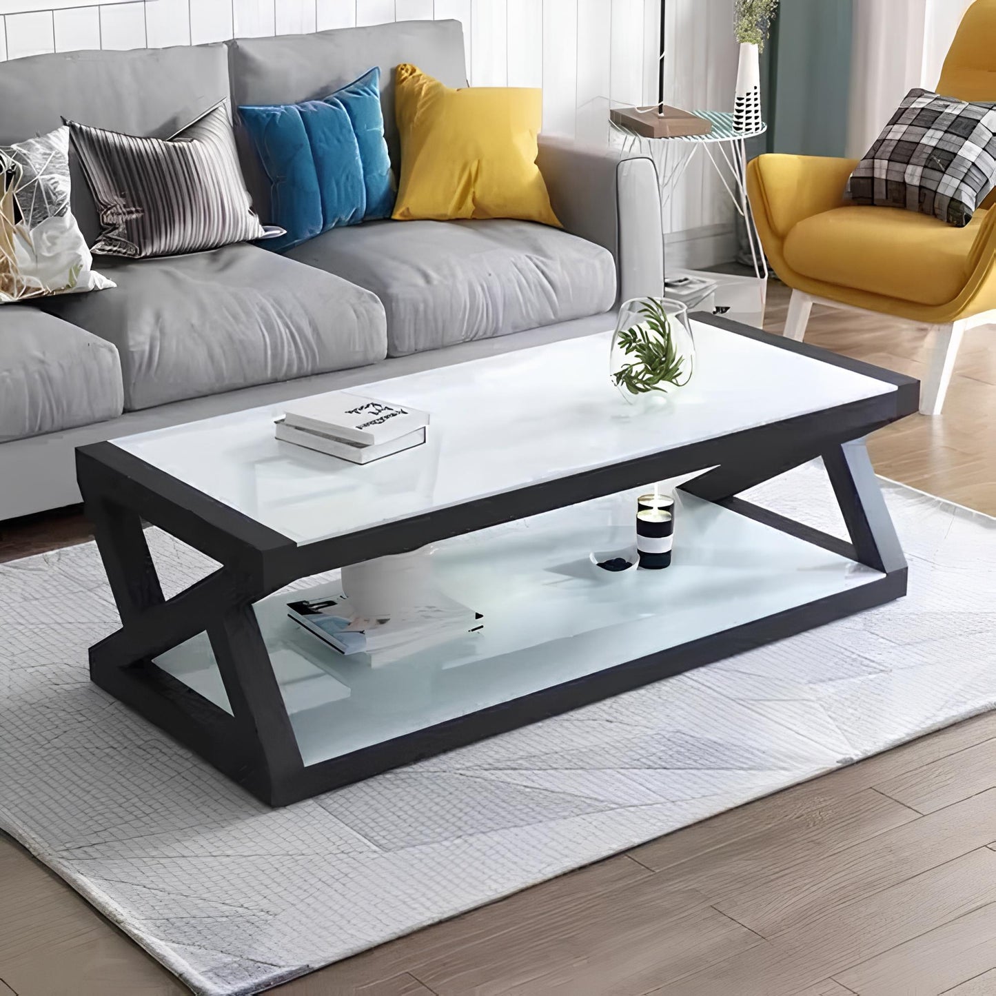 Rectangle Tempered Glass Japanese Style Coffee Table - Homevalley.co.uk