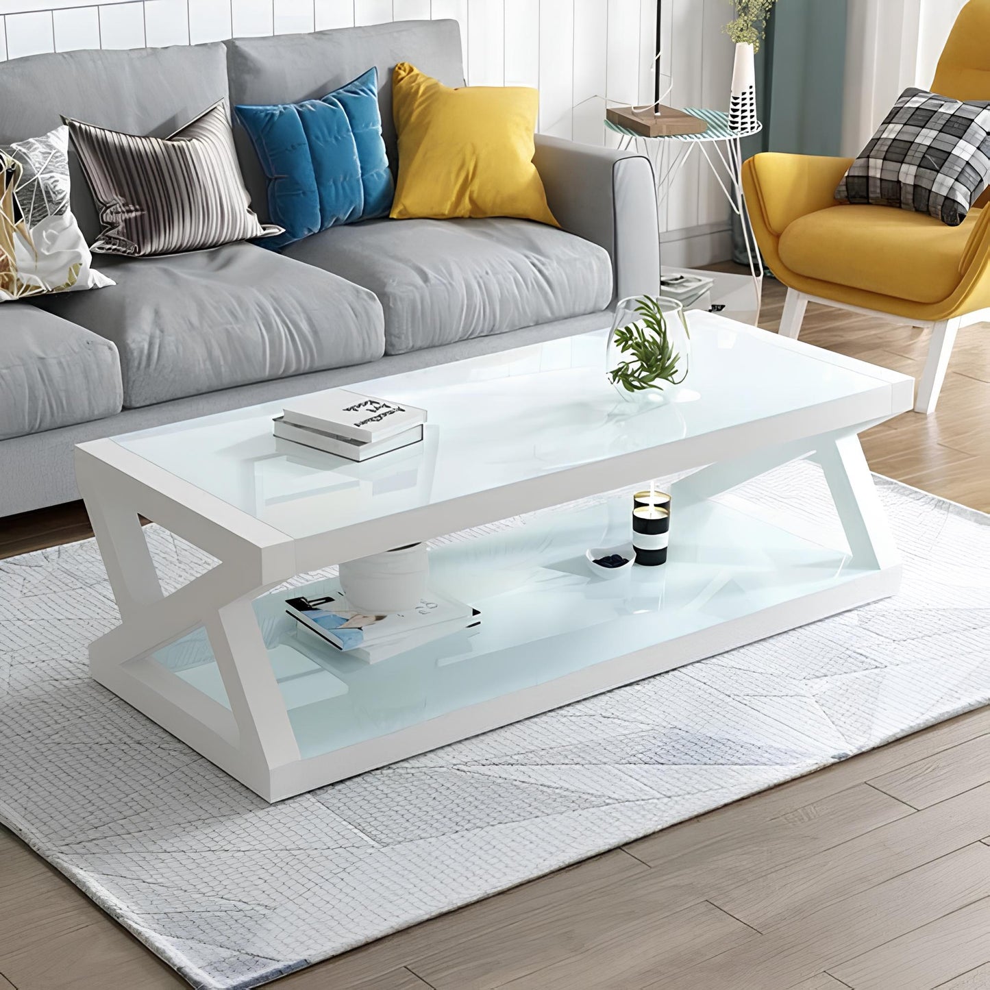Rectangle Tempered Glass Japanese Style Coffee Table - Homevalley.co.uk
