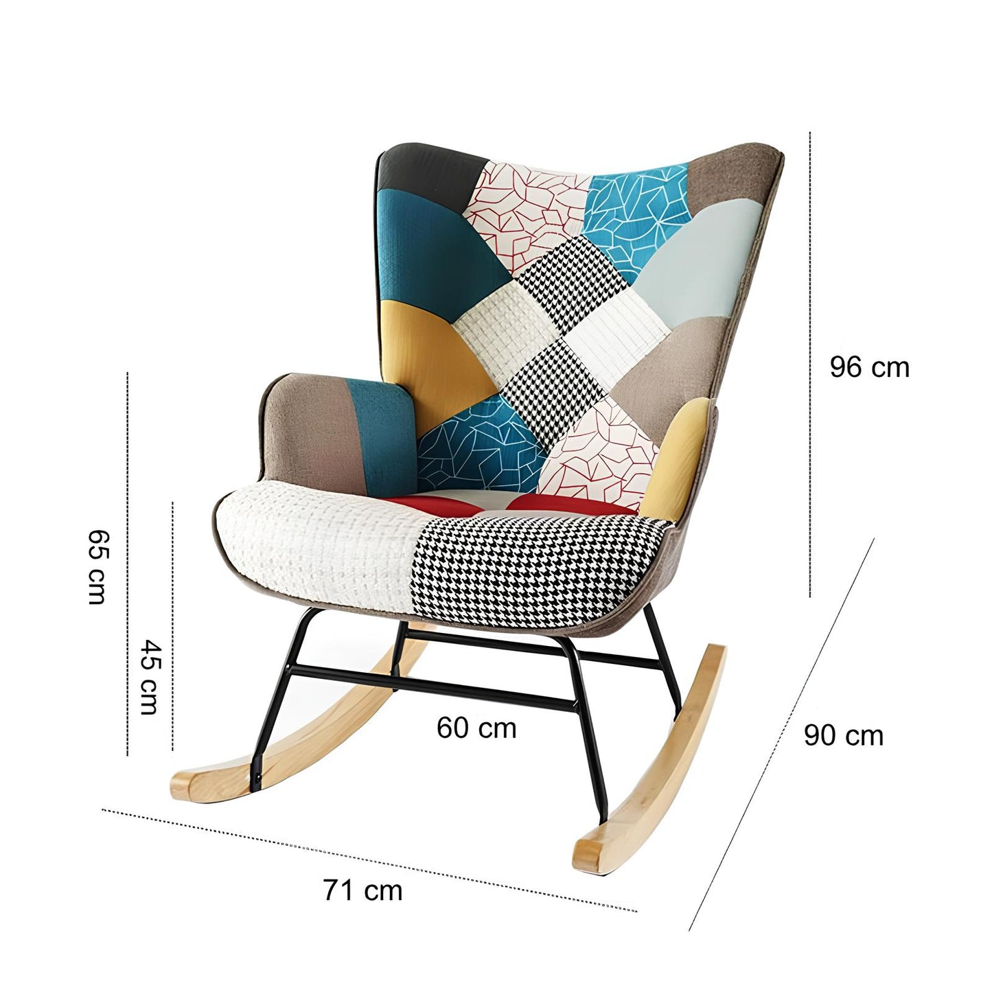 Rocking Swivel Patchwork Yellow Blue Pink Orange Grey Armchair Seat Footstool - Homevalley.co.uk
