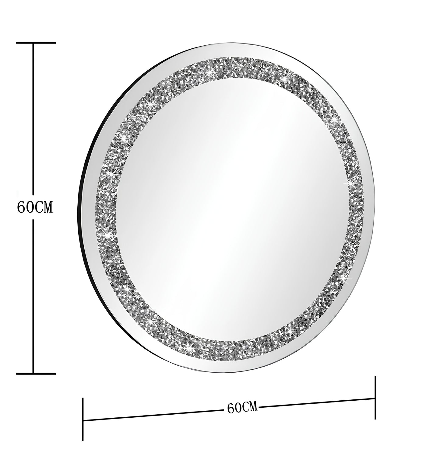 Round Decorative Wall Mirror with Crushed Crystal Diamonds - Homevalley.co.uk