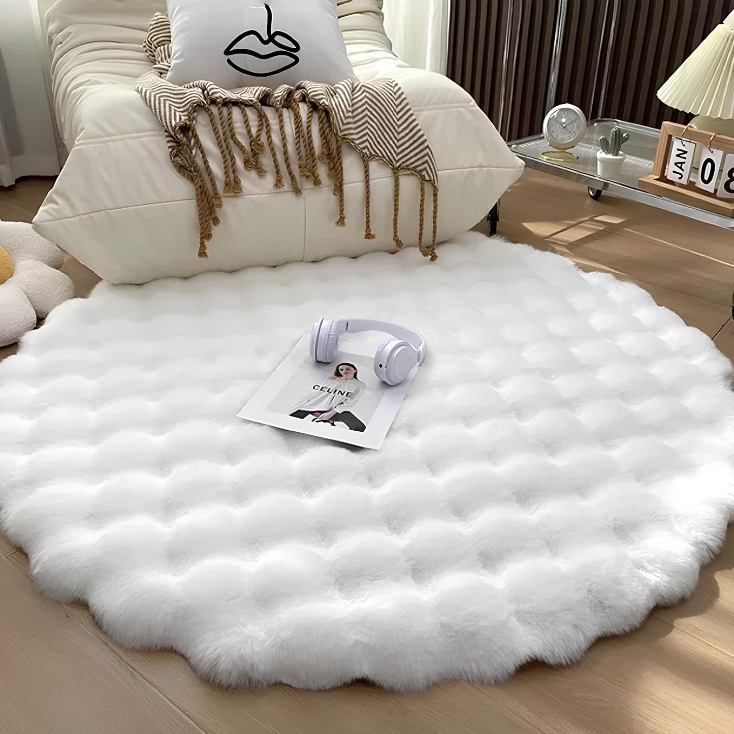 Round Plush Rug Floor Mat - Homevalley.co.uk