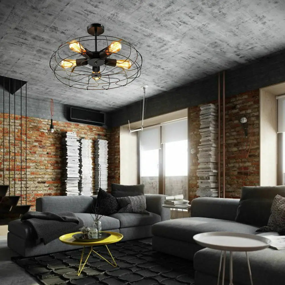 Rustic Iron Cage Chandelier Industrial Pendant - Homevalley.co.uk