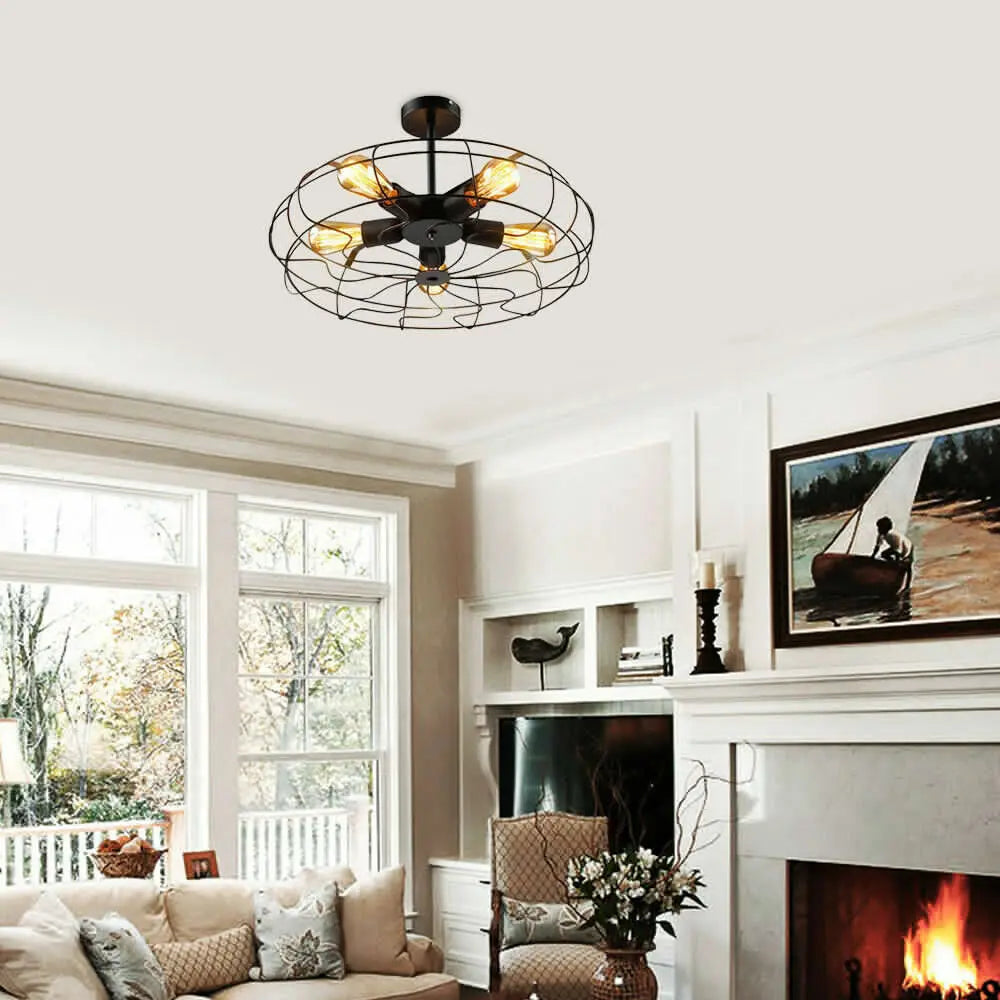Rustic Iron Cage Chandelier Industrial Pendant - Homevalley.co.uk