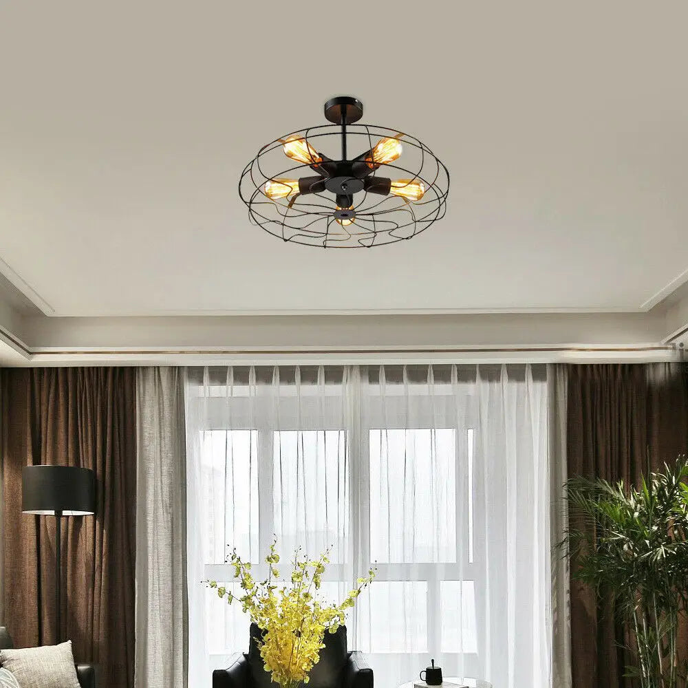 Rustic Iron Cage Chandelier Industrial Pendant - Homevalley.co.uk
