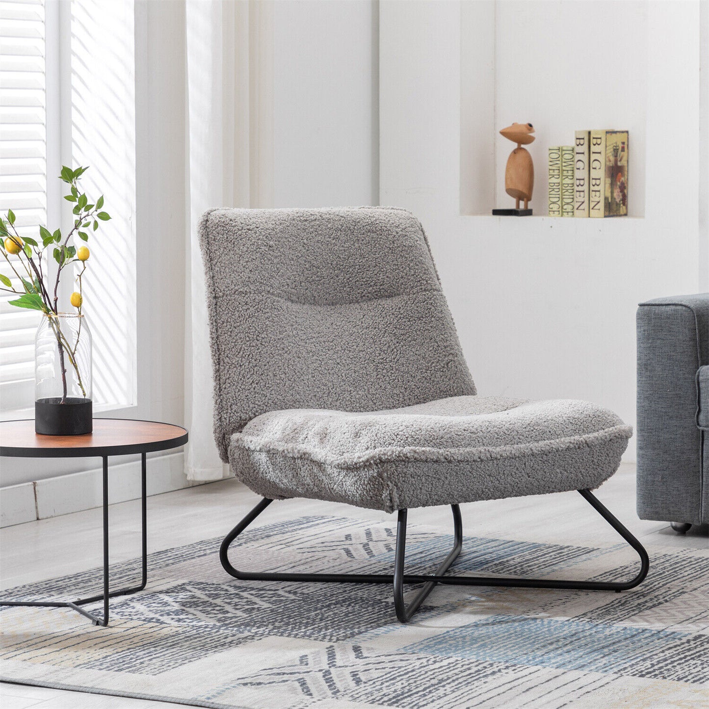 Soft Padded Accent Chair With Metal Cross Base - Homevalley.co.uk
