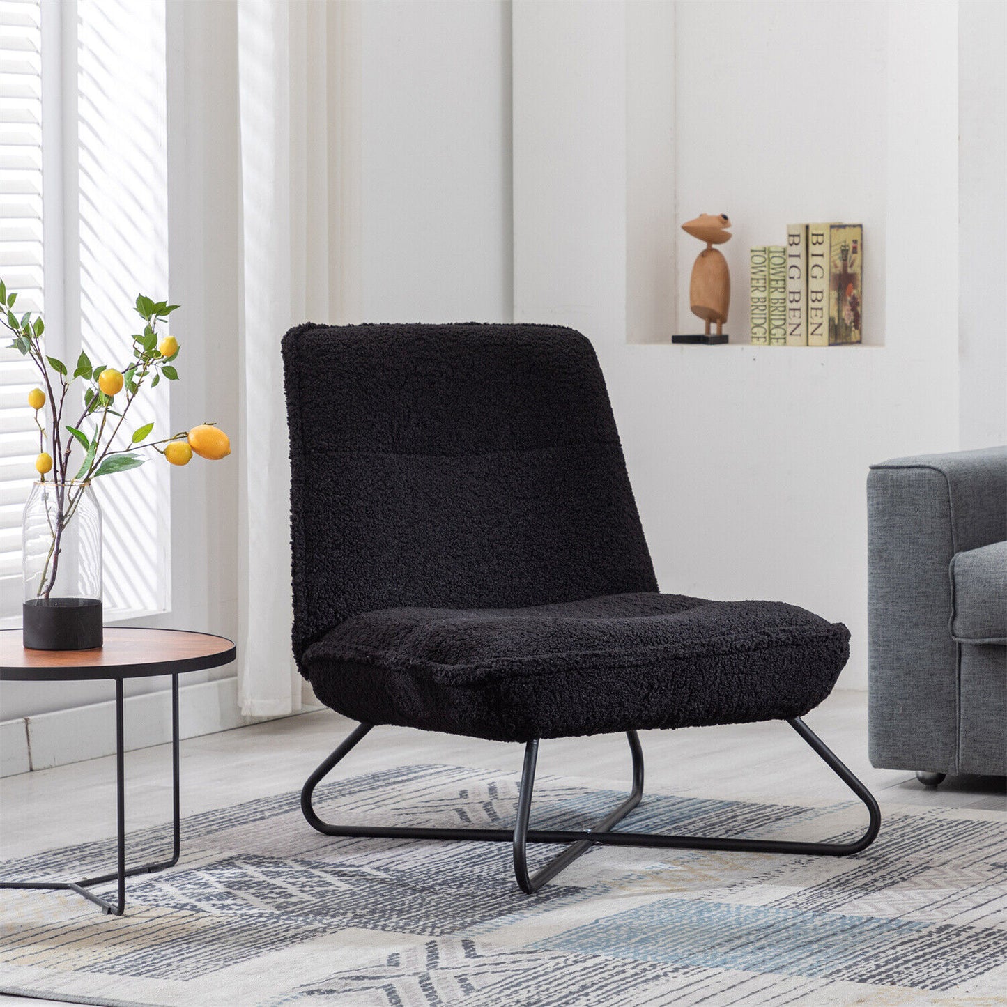 Soft Padded Accent Chair With Metal Cross Base - Homevalley.co.uk