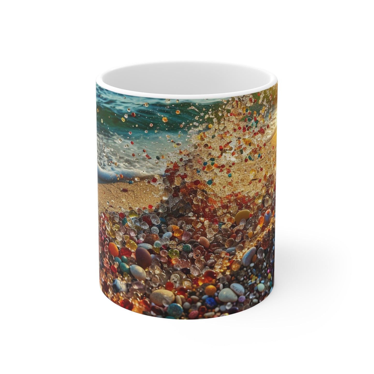 Sandy Beach White Ceramic Coffee Mug, Sea and Sand Coffe Cup, Sunshine Tea Cup, Gift for Her, Gift Idea,11oz - Homevalley.co.uk