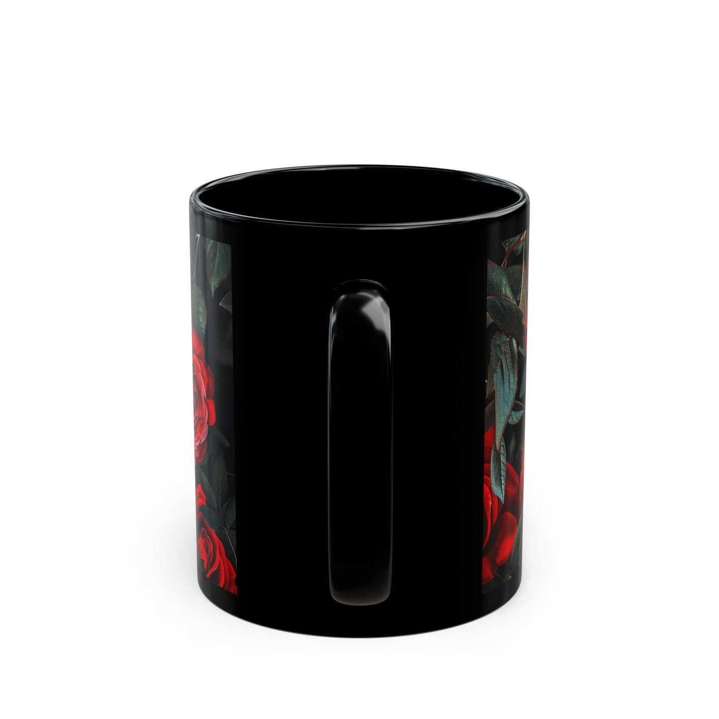 Scull and Red Roses Black Coffee Mug, Black Tea Cup, Gift for Him, Gift for Her, Father's day, Mother's day, Gift Idea (11oz, 15oz) - Homevalley.co.uk