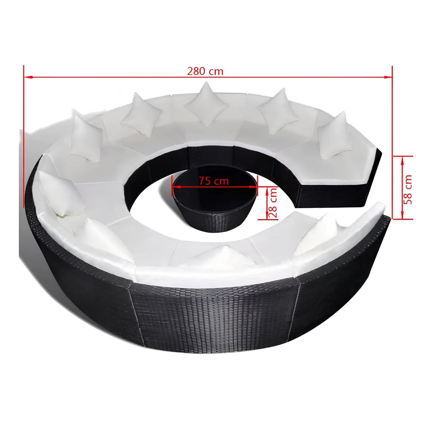 Semi - Circular Outdoor Rattan Sofa 10 pieces - Homevalley.co.uk