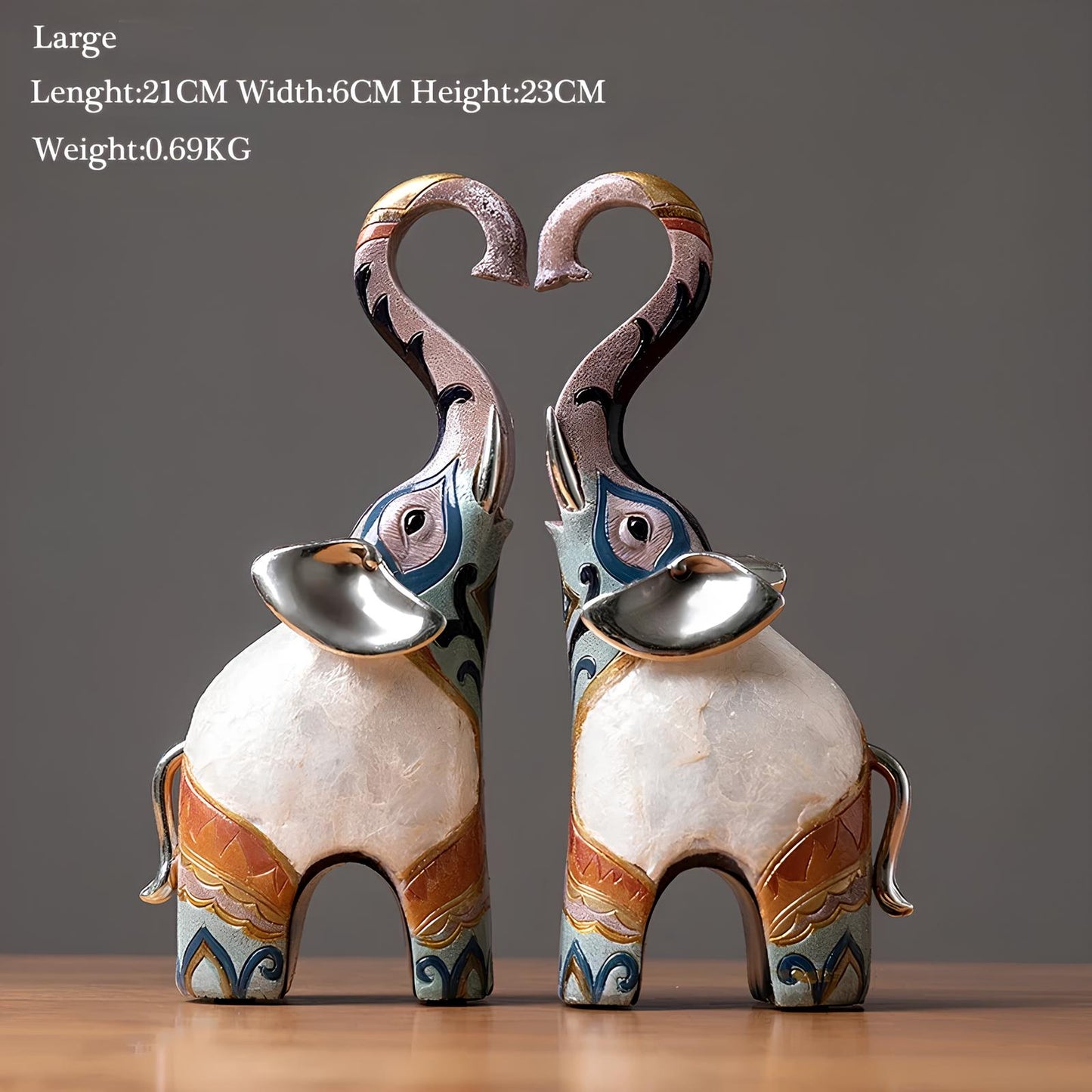 Set of 2 Elephant Figurine Statues Ornaments - Homevalley.co.uk