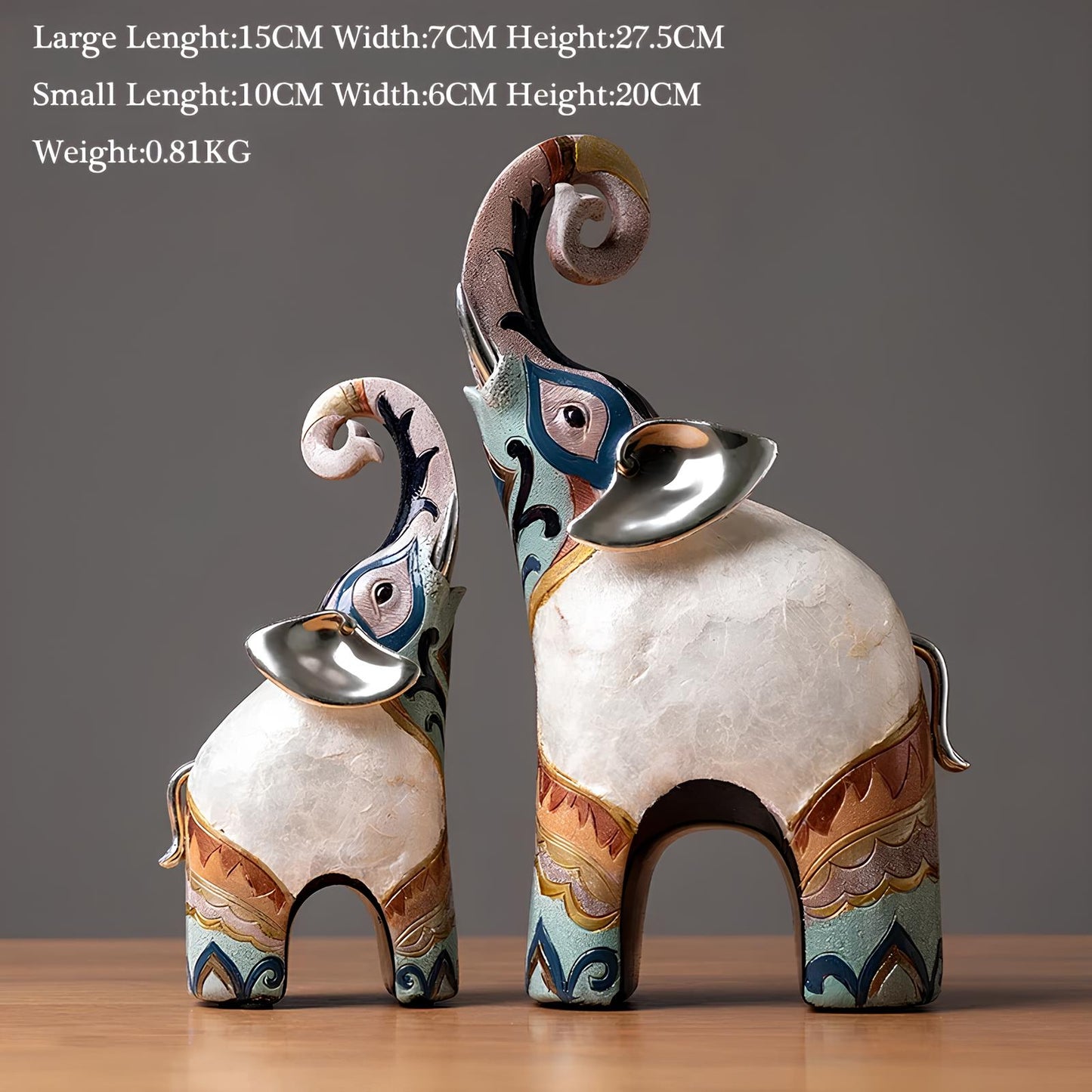 Set of 2 Elephant Figurine Statues Ornaments - Homevalley.co.uk