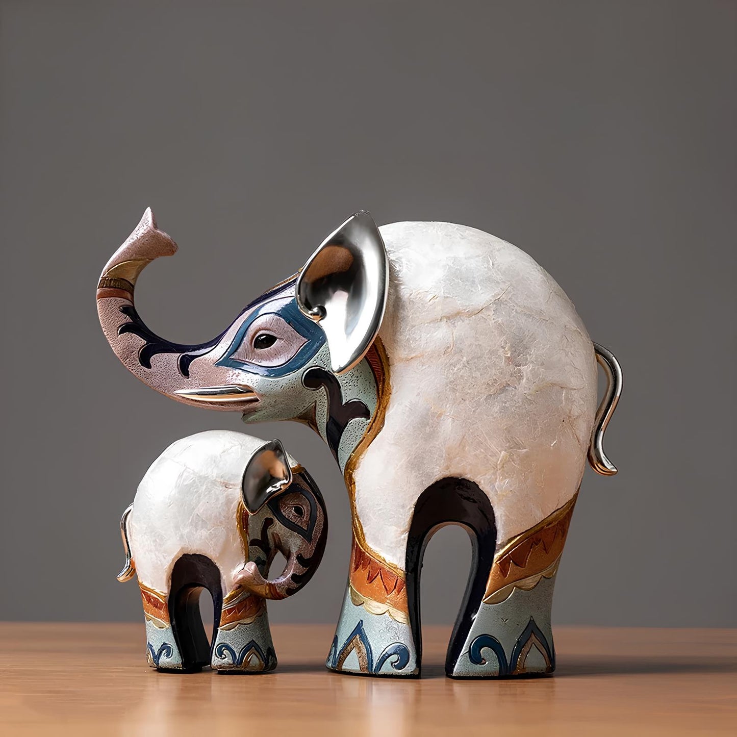 Set of 2 Elephant Figurine Statues Ornaments - Homevalley.co.uk