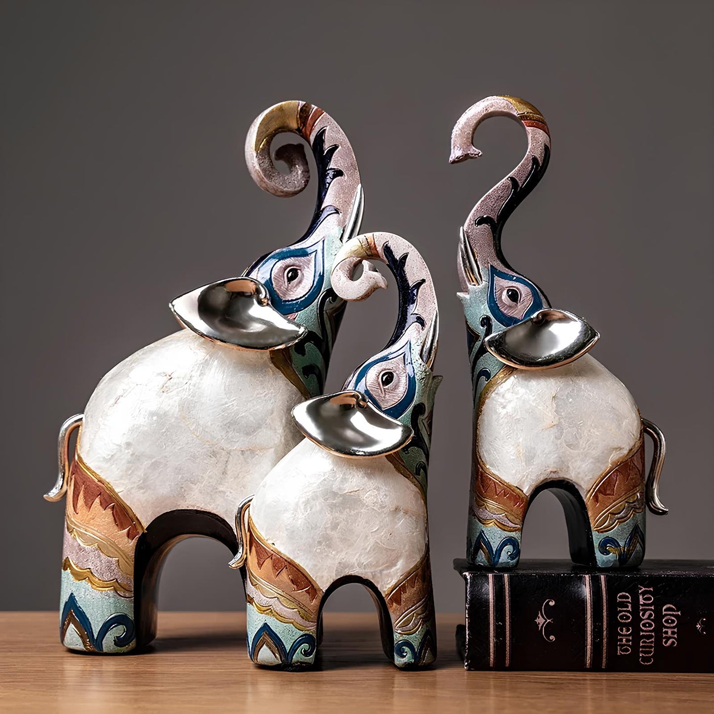 Set of 2 Elephant Figurine Statues Ornaments - Homevalley.co.uk