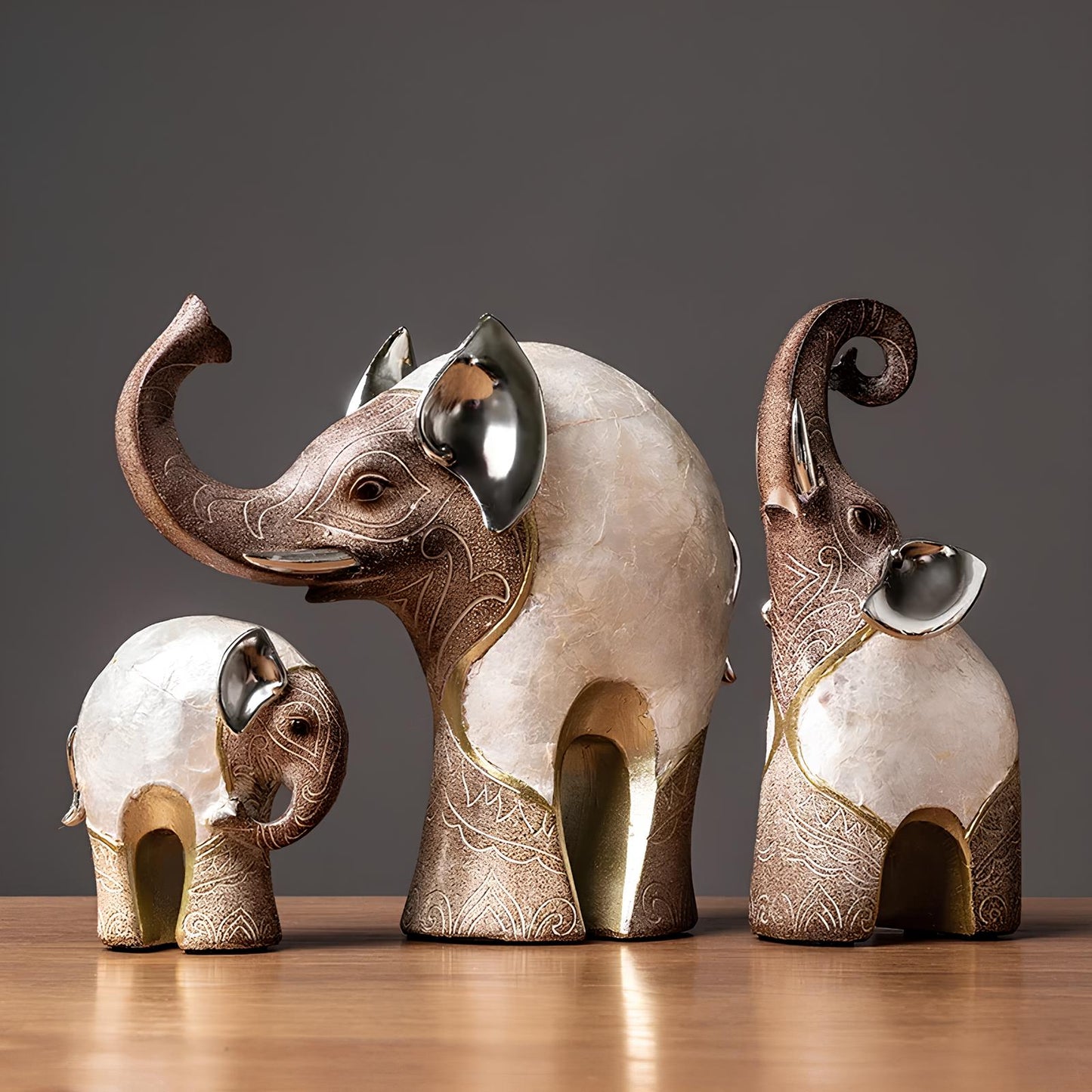 Set of 2 Elephant Figurine Statues Ornaments - Homevalley.co.uk