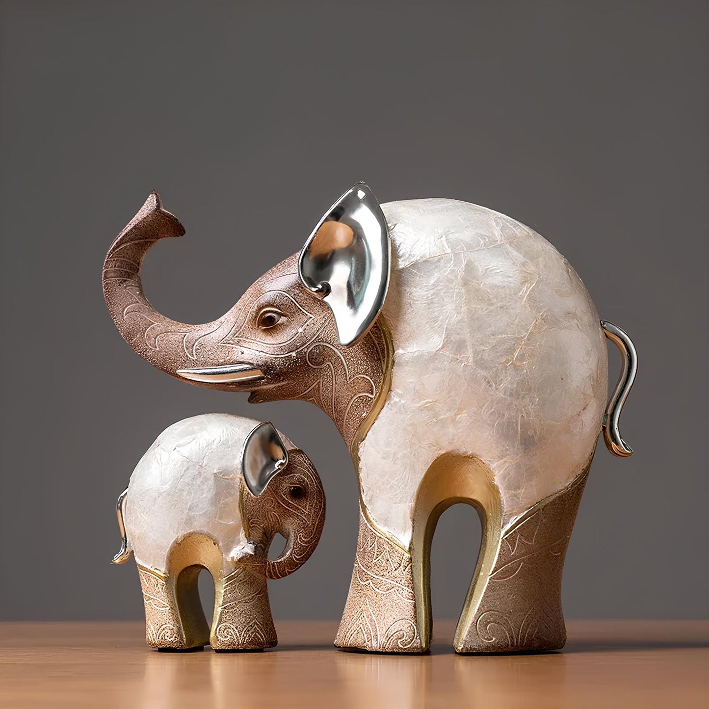 Set of 2 Elephant Figurine Statues Ornaments - Homevalley.co.uk