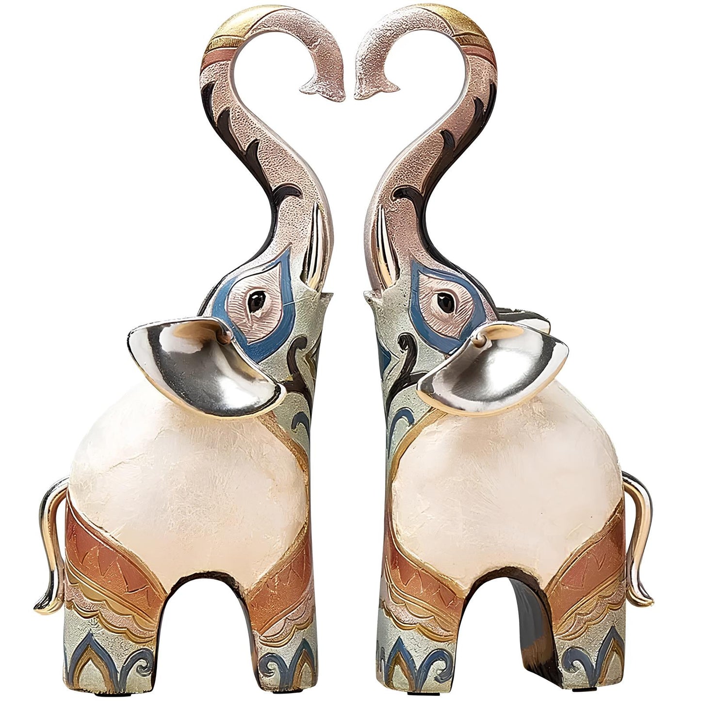 Set of 2 Elephant Figurine Statues Ornaments - Homevalley.co.uk