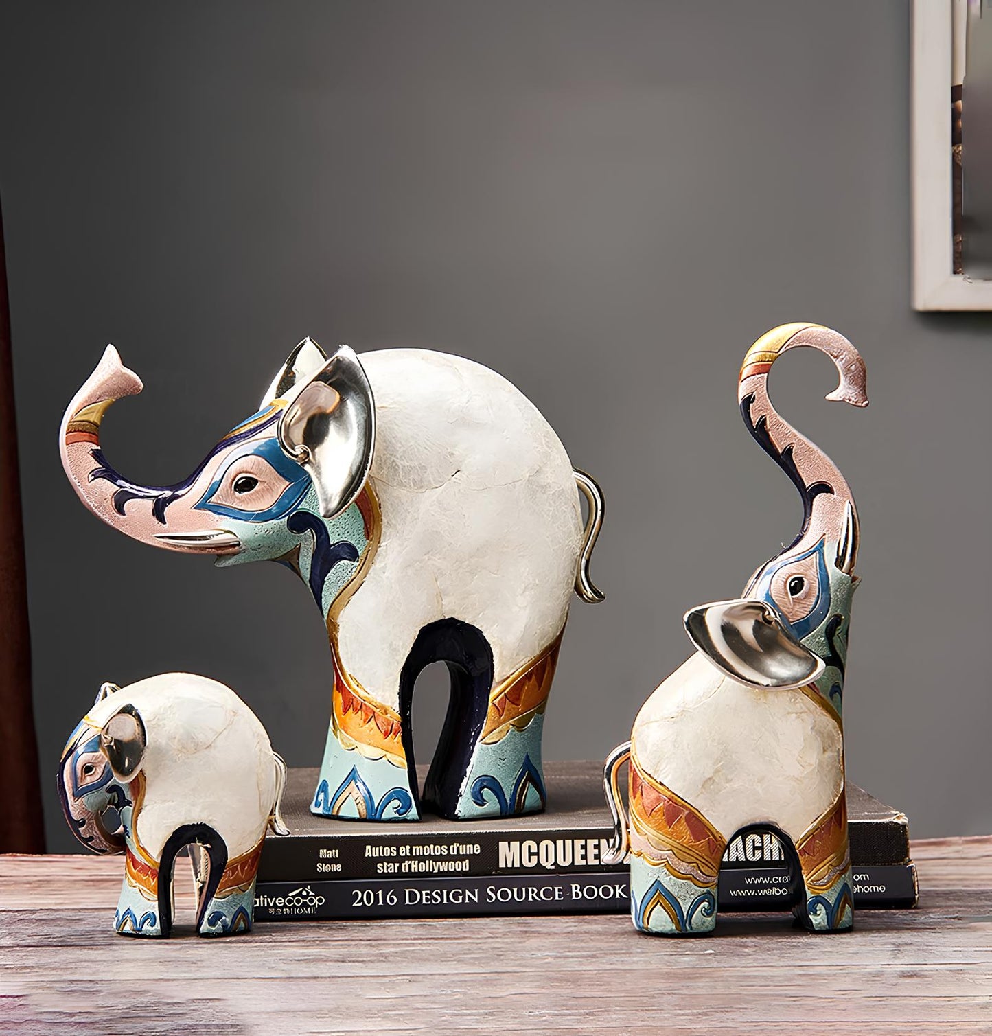 Set of 2 Elephant Figurine Statues Ornaments - Homevalley.co.uk