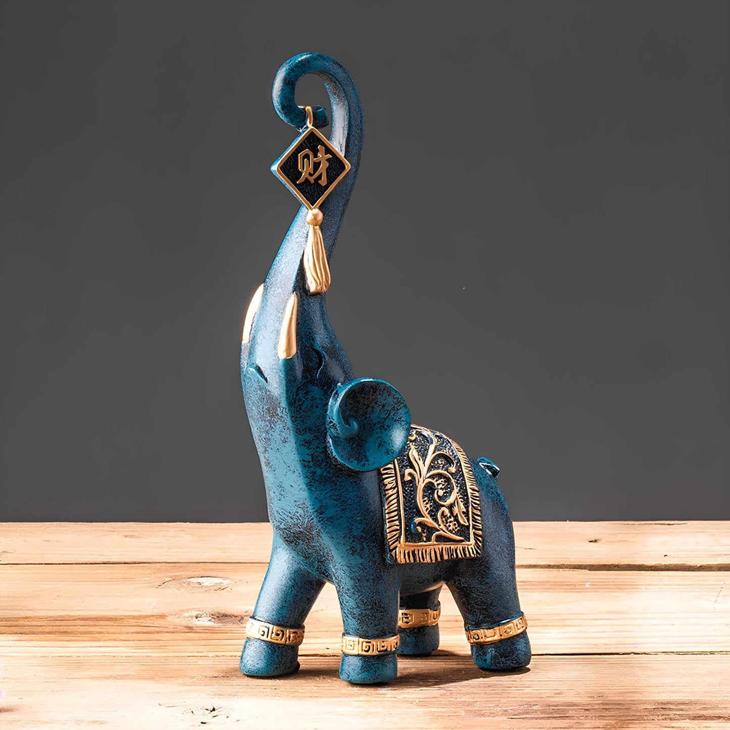 Set of 2 Lucky Elephant Resin Statues Sculpture Ornament - Homevalley.co.uk